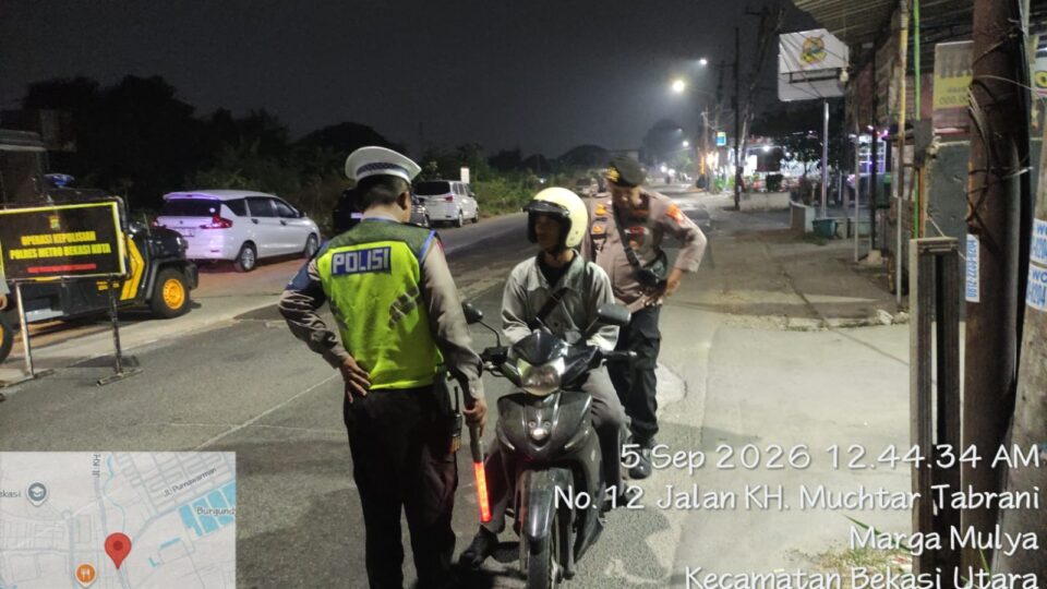 Jaga Kondusivitas Dini Hari, Tim Perintis Presisi Gelar Patroli Skala Besar di Jalan Protokol Bekasi