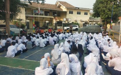 Jaga Jakarta On The Spot ; Polsek Bekasi Barat Edukasi Siswa SMP Darma Patria dan Sampaikan Maklumat Kapolres Metro Bekasi Kota